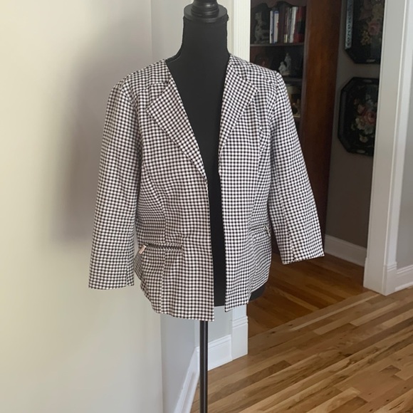 Houndstooth jacket 3/4 sleeves Size 8 cotton spandex great condition - Picture 1 of 7
